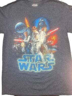 Star Wars A New Hope Movie Poster Graphic T-Shirt Heather Navy Blue
